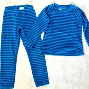 MEC fleece base layer, blue striped, size 4